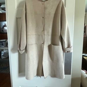 ZARA FAUX SUEDE COAT NWT XL BUFF CREAM
